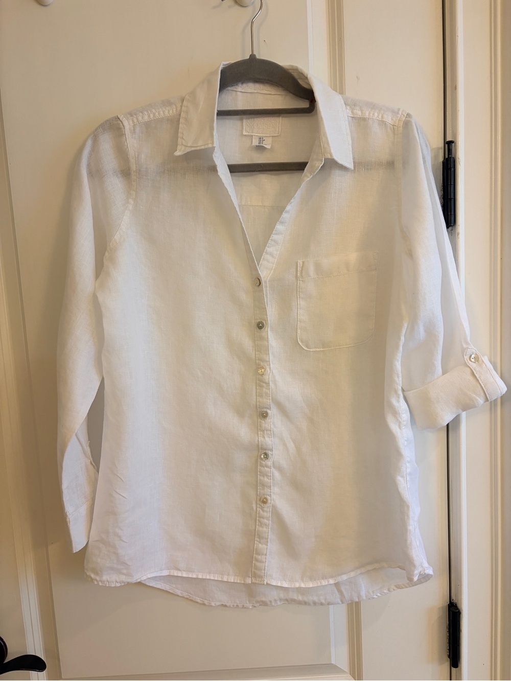 Sigrid Olsen White Linen Button Front Shirt Blouse S